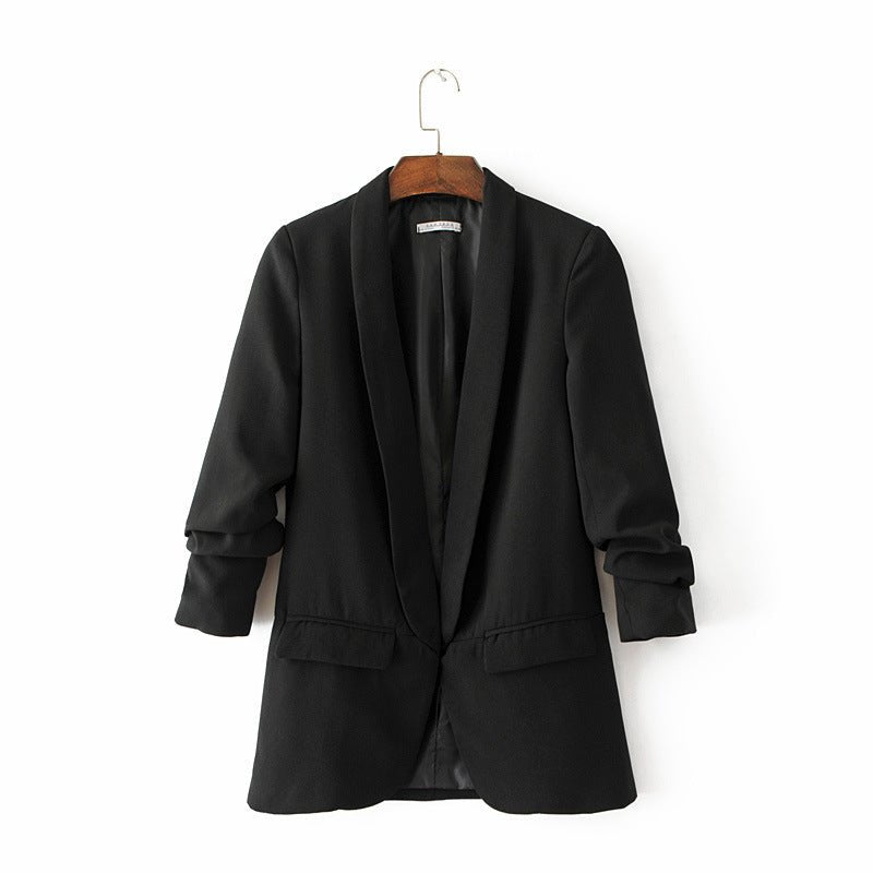 Women's Ruched Three-Quarter Sleeve Blazer — MS241