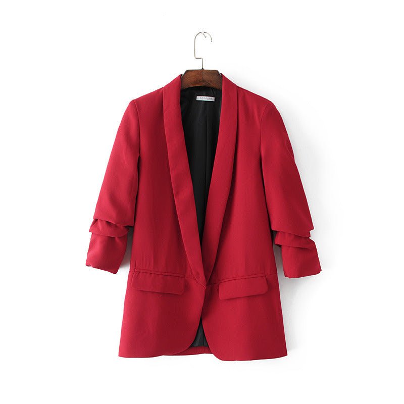 Women's Ruched Three-Quarter Sleeve Blazer — MS241
