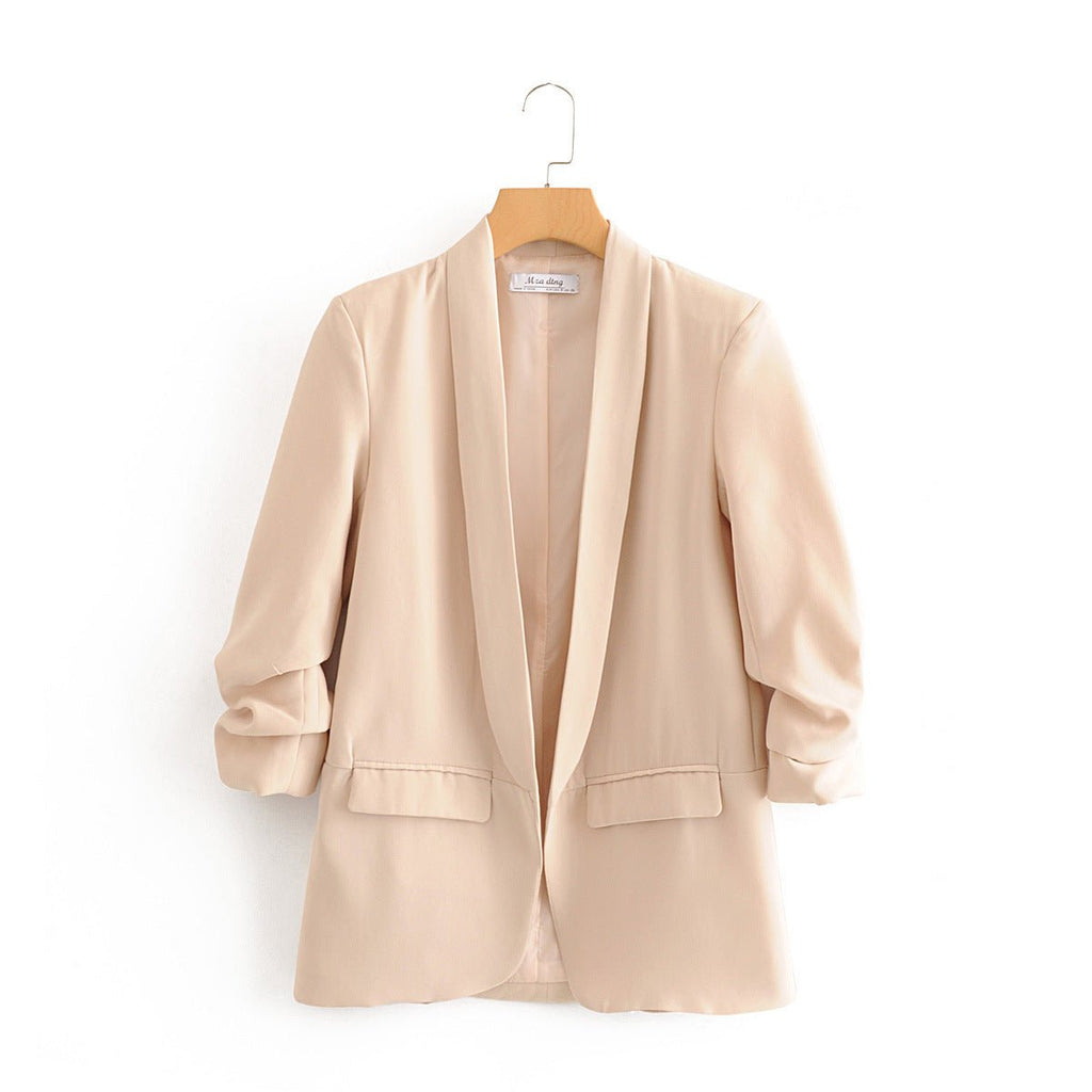 Women's Ruched Three-Quarter Sleeve Blazer — MS241
