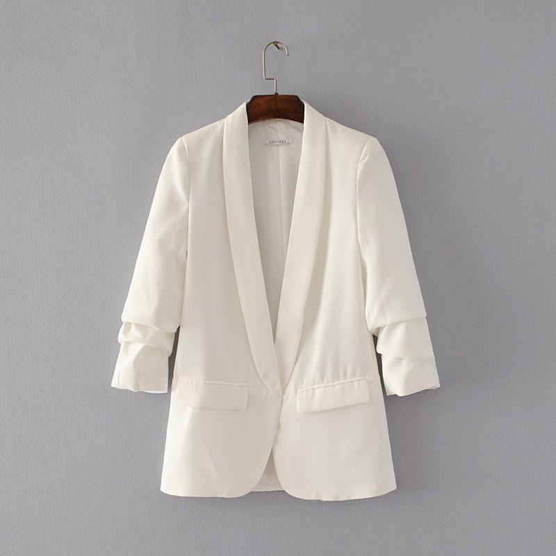 Women's Ruched Three-Quarter Sleeve Blazer — MS241