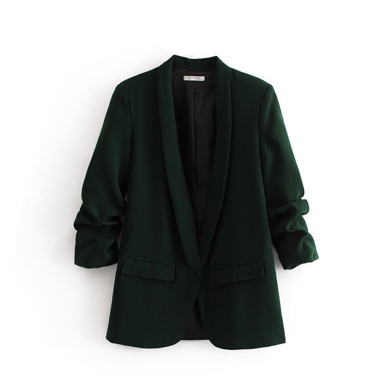Women's Ruched Three-Quarter Sleeve Blazer — MS241