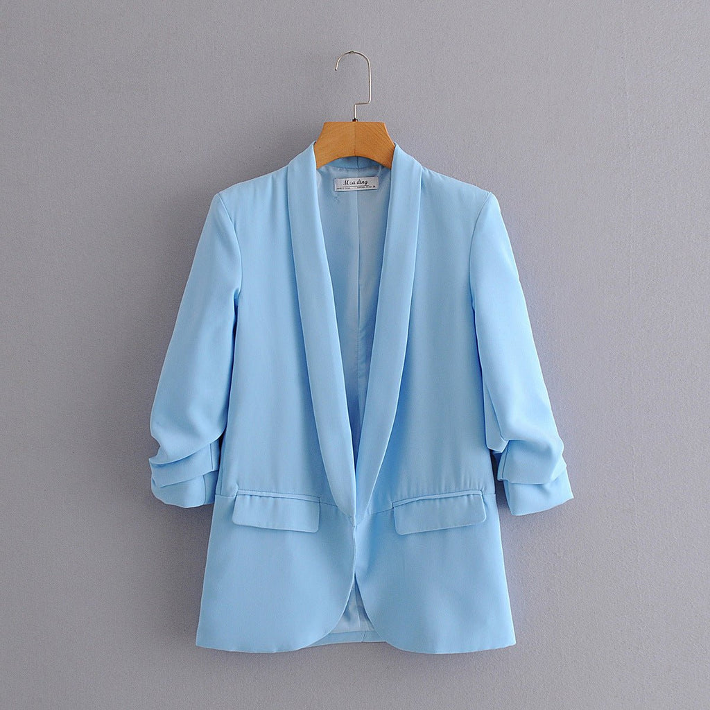 Women's Ruched Three-Quarter Sleeve Blazer — MS241