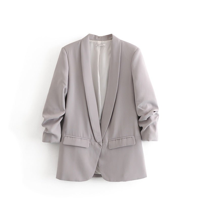 Women's Ruched Three-Quarter Sleeve Blazer — MS241