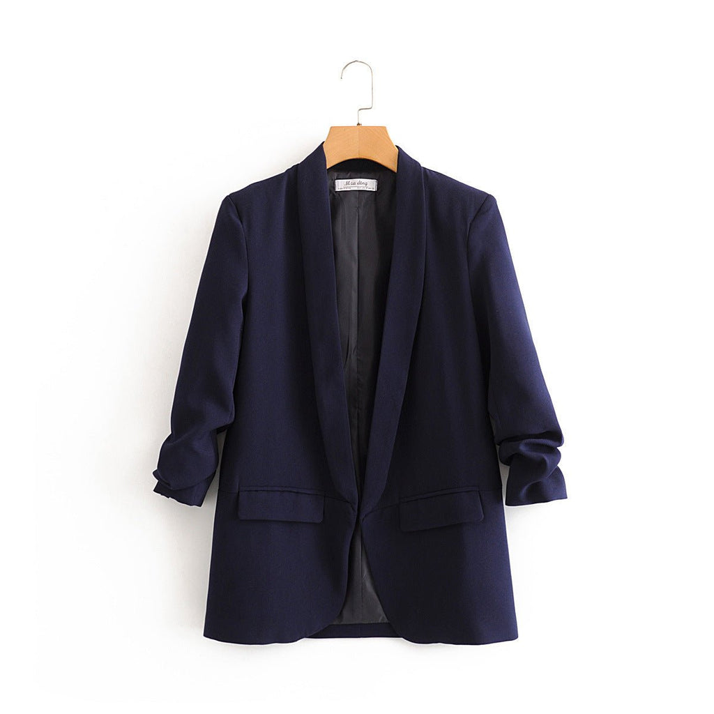 Women's Ruched Three-Quarter Sleeve Blazer — MS241