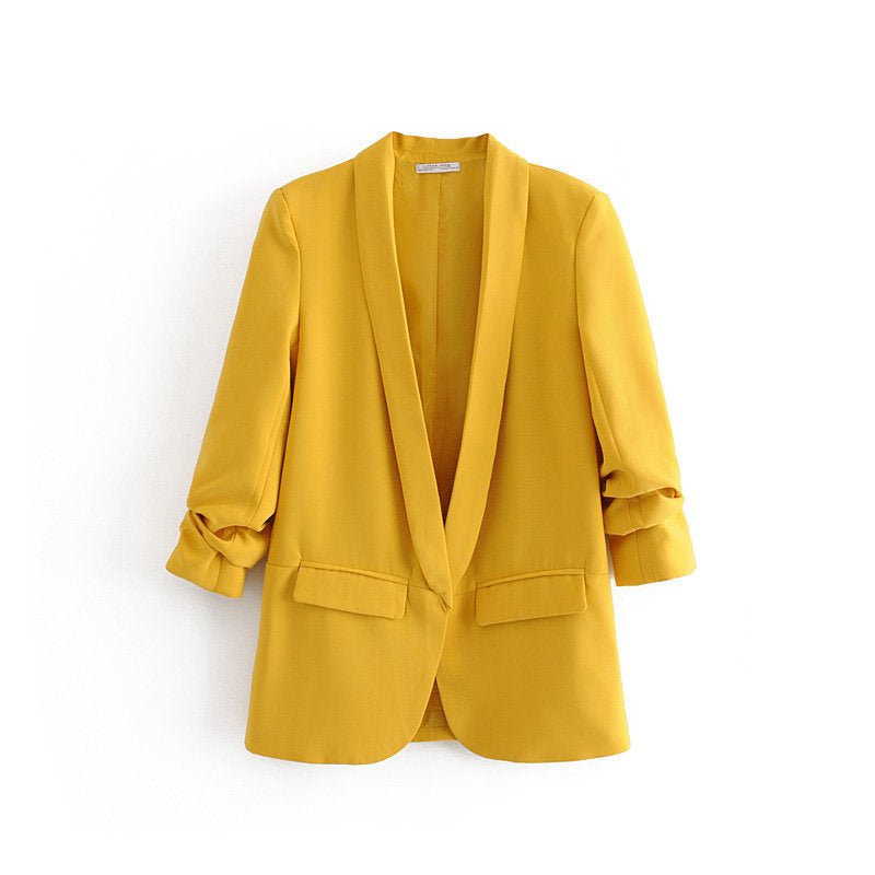 Women's Ruched Three-Quarter Sleeve Blazer — MS241