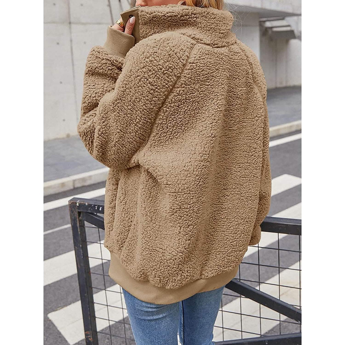 Women's Sherpa Fleece Snap-Button Jacket