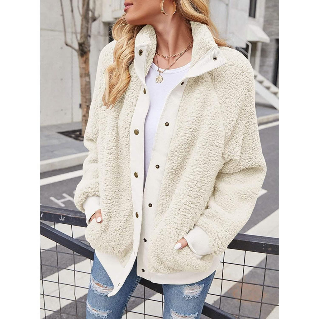 Women's Sherpa Fleece Snap-Button Jacket