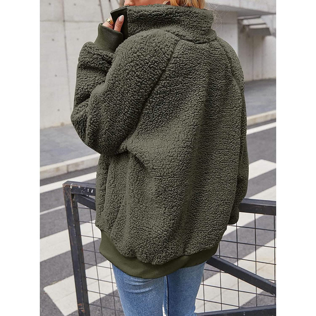 Women's Sherpa Fleece Snap-Button Jacket
