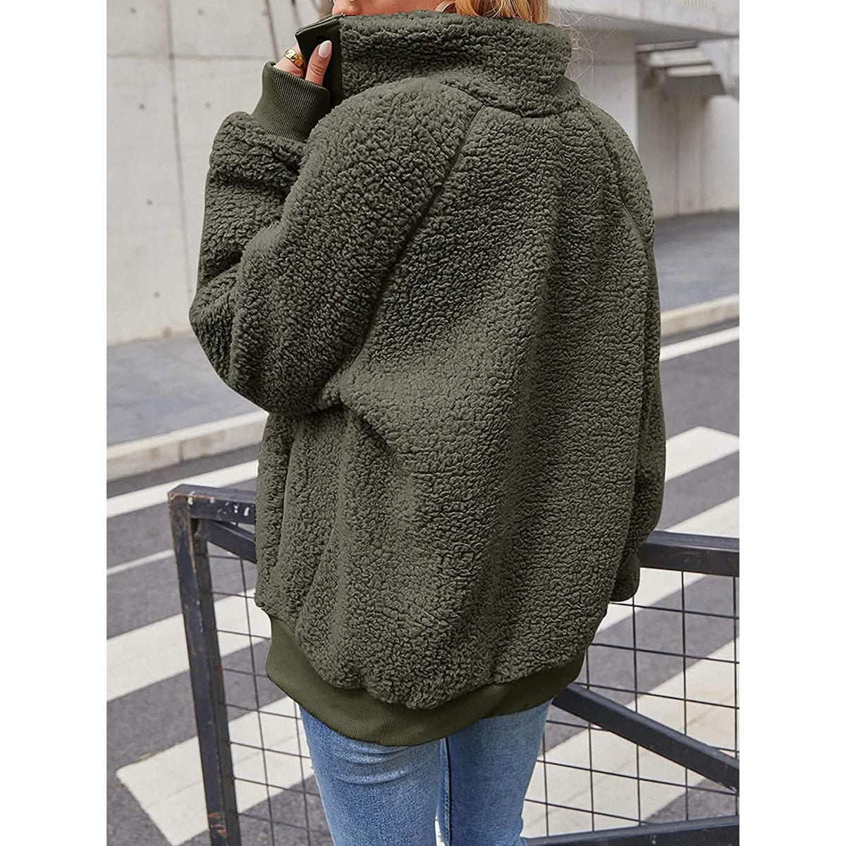 Women's Sherpa Fleece Snap-Button Jacket