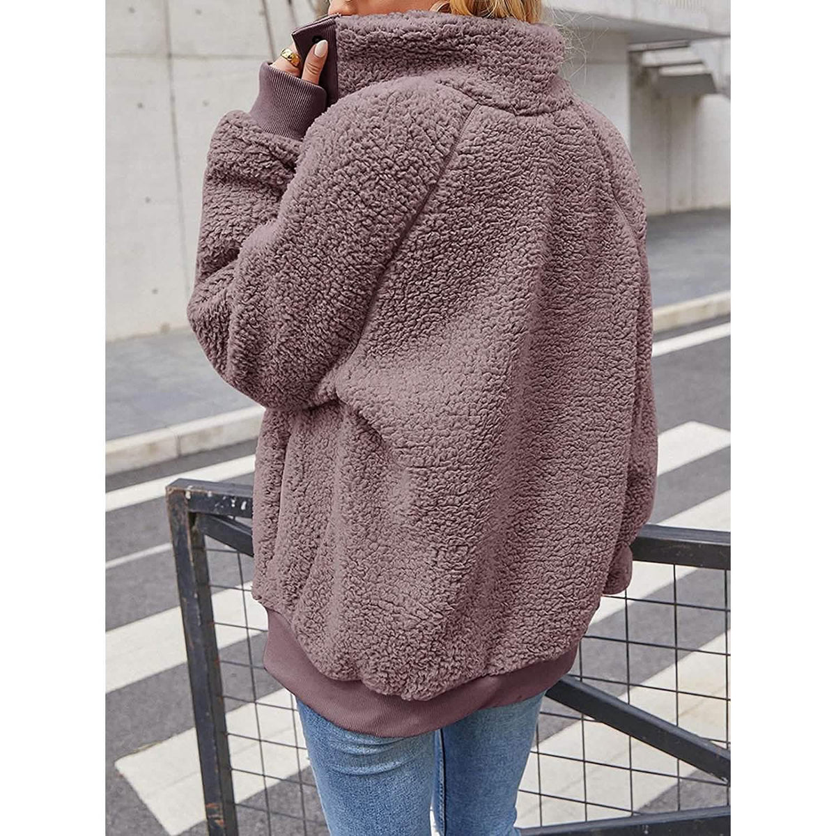 Women's Sherpa Fleece Snap-Button Jacket