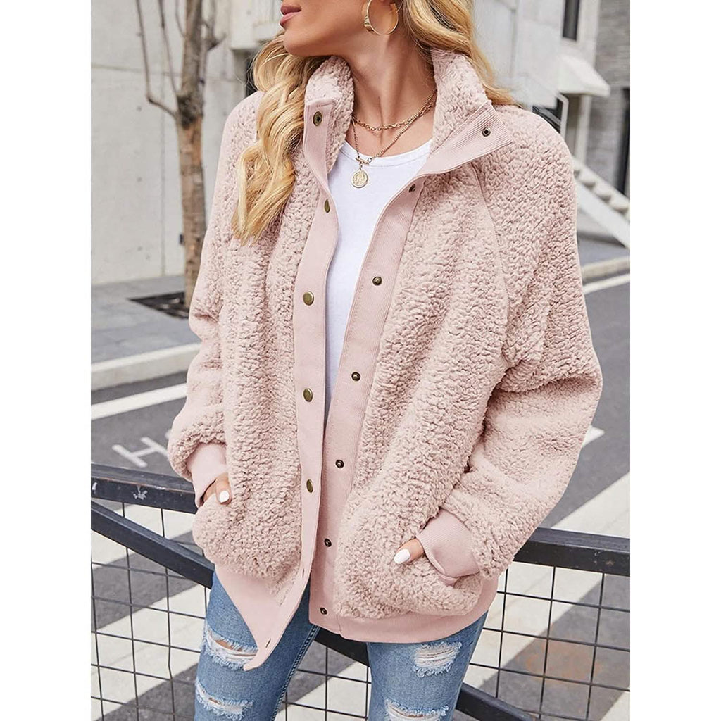 Women's Sherpa Fleece Snap-Button Jacket