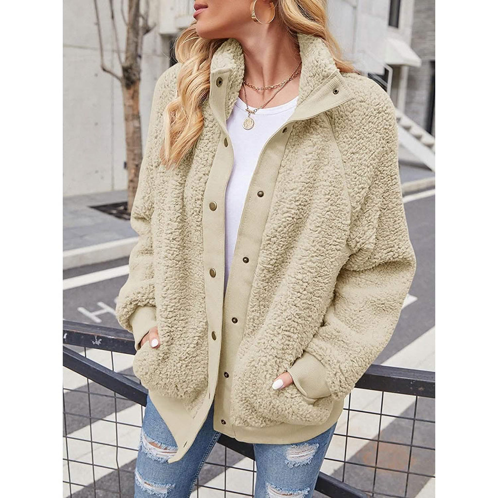 Women's Sherpa Fleece Snap-Button Jacket
