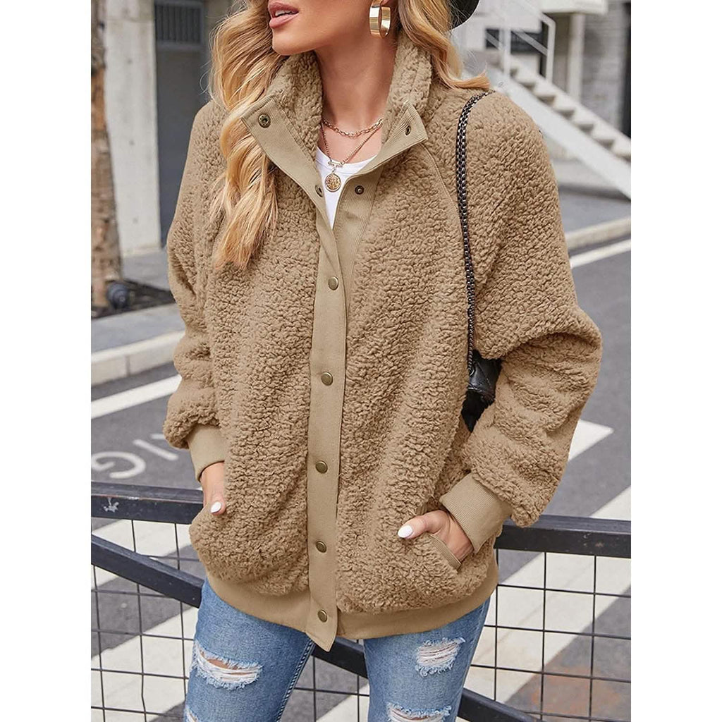 Women's Sherpa Fleece Snap-Button Jacket
