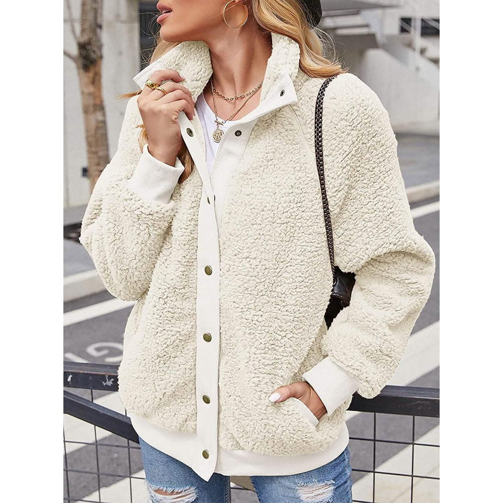 Women's Sherpa Fleece Snap-Button Jacket